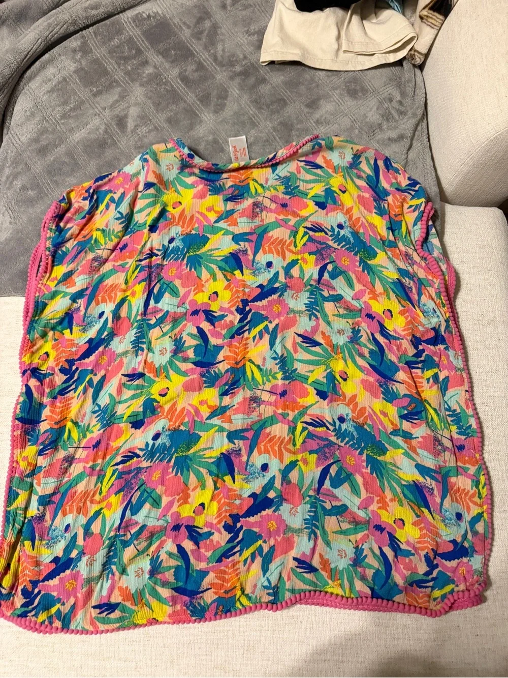 Colorful Floral girl’s swim cover up  - Pink Multi